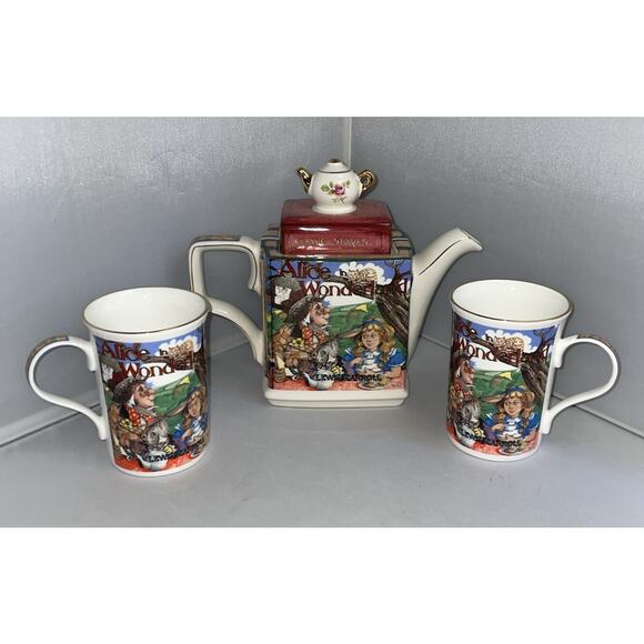 Sadler Classic Stories Alice In Wonderland Teapot And‎ 2 Cups England - Picture 1 of 16